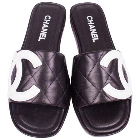 chanel sandalette|chanel black and white sandals.